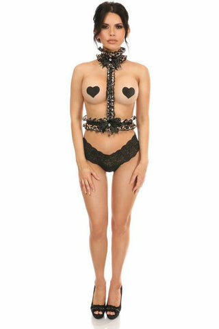 Kitten Collection Leopard Velvet Single Strap Body Harness - Daisy Corsets