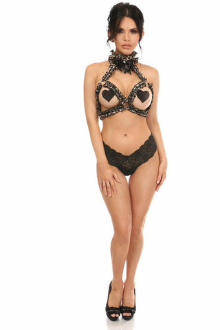 Kitten Collection Leopard Velvet Triangle Top Body Harness - Daisy Corsets