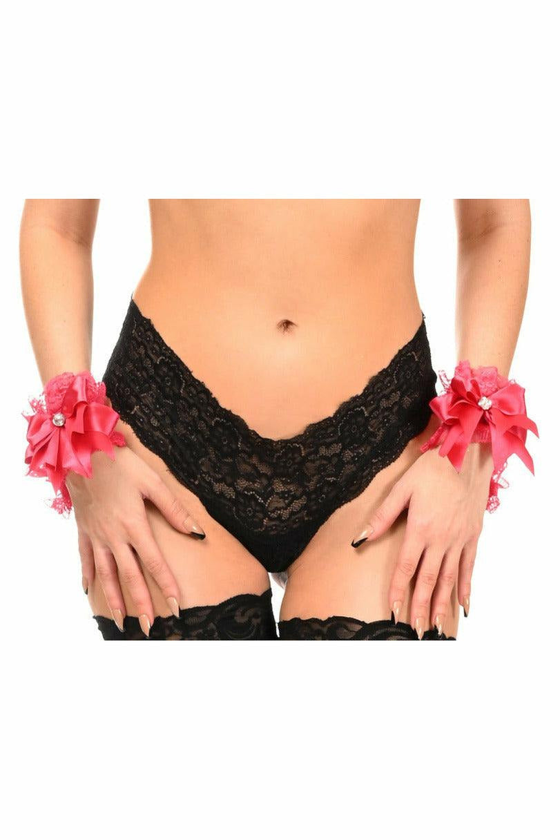 Kitten Collection Fuchsia Lace Wristlets (Set of 2) - Daisy Corsets