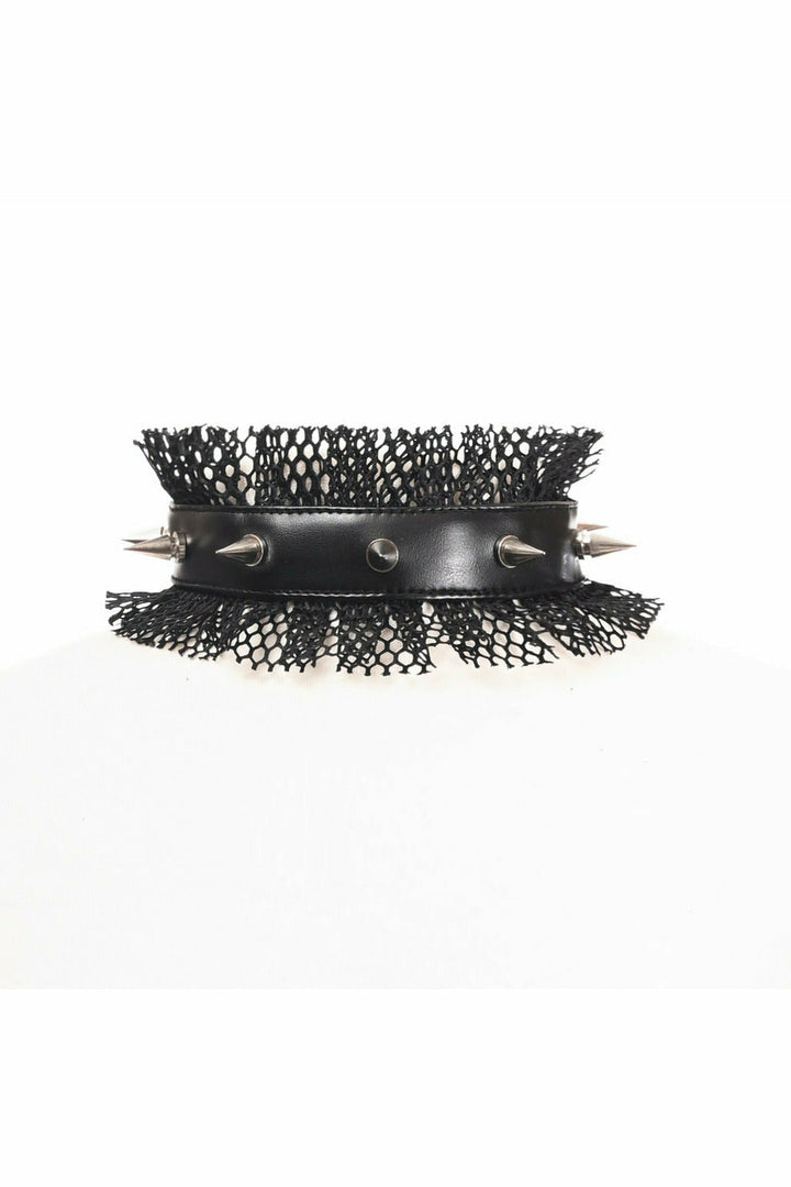 Kitten Collection Black Fishnet Spike Choker