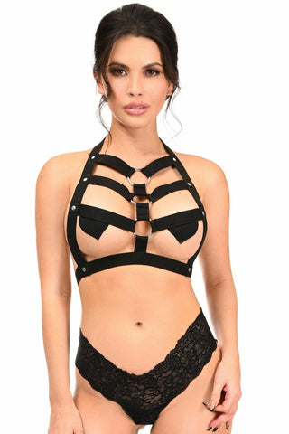 Black Stretchy Body Harness w/Silver Hardware - Daisy Corsets