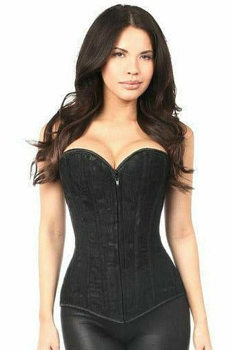 Lavish Black Lace Front Zipper Corset - Daisy Corsets