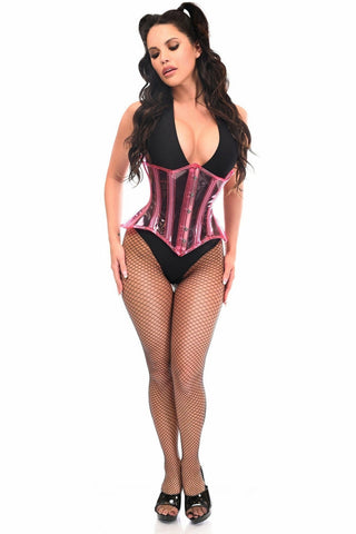 Lavish Pink Clear Curvy Underbust Waist Cincher Corset