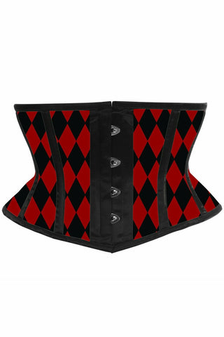 Lavish Black & Red Diamond Waist Cincher - Daisy Corsets