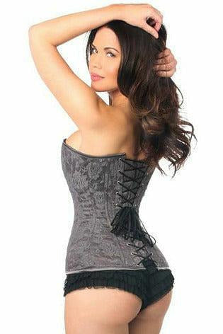 Lavish Dark Grey Lace Overbust Corset w/Zipper - Daisy Corsets