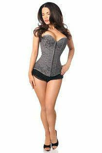 Lavish Dark Grey Lace Overbust Corset w/Zipper - Daisy Corsets