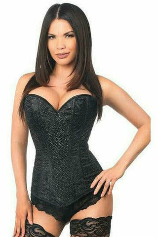 Lavish Black Glitter Side Zipper Corset - Daisy Corsets