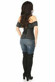 Lavish Black Cotton Off-The-Shoulder Corset - Daisy Corsets