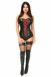 Lavish Wet Look Faux Leather Lace-Up Over Bust Corset - Daisy Corsets