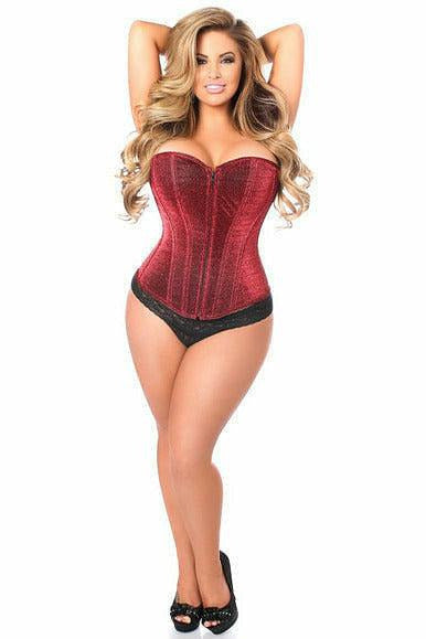 Lavish Red Glitter Front Zipper Corset - Daisy Corsets