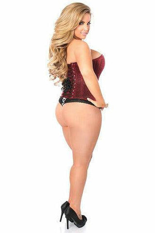 Lavish Red Glitter Front Zipper Corset - Daisy Corsets