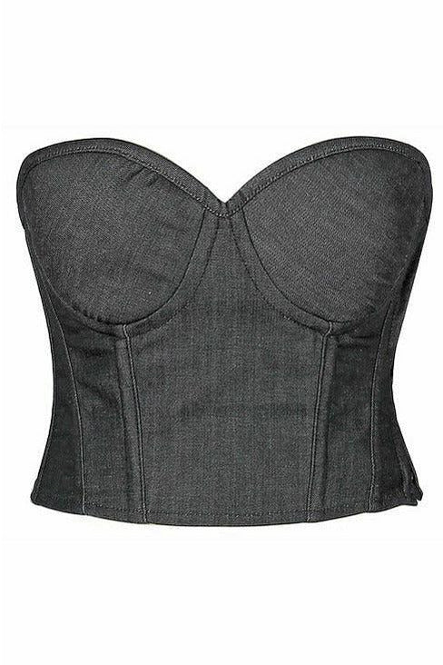 Lavish Black Denim Underwire Bustier - Daisy Corsets