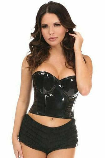 Lavish Black Patent PVC Underwire Bustier - Daisy Corsets