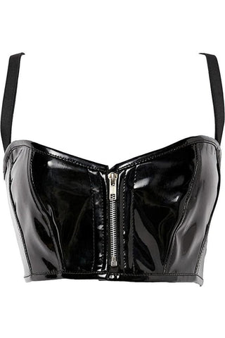 Lavish Black Patent Short Bustier Top
