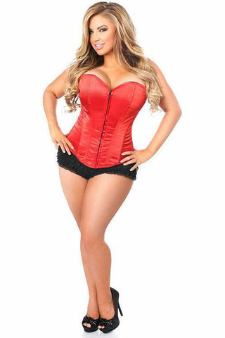 Lavish Red Sweetheart Front Zipper Corset - Daisy Corsets