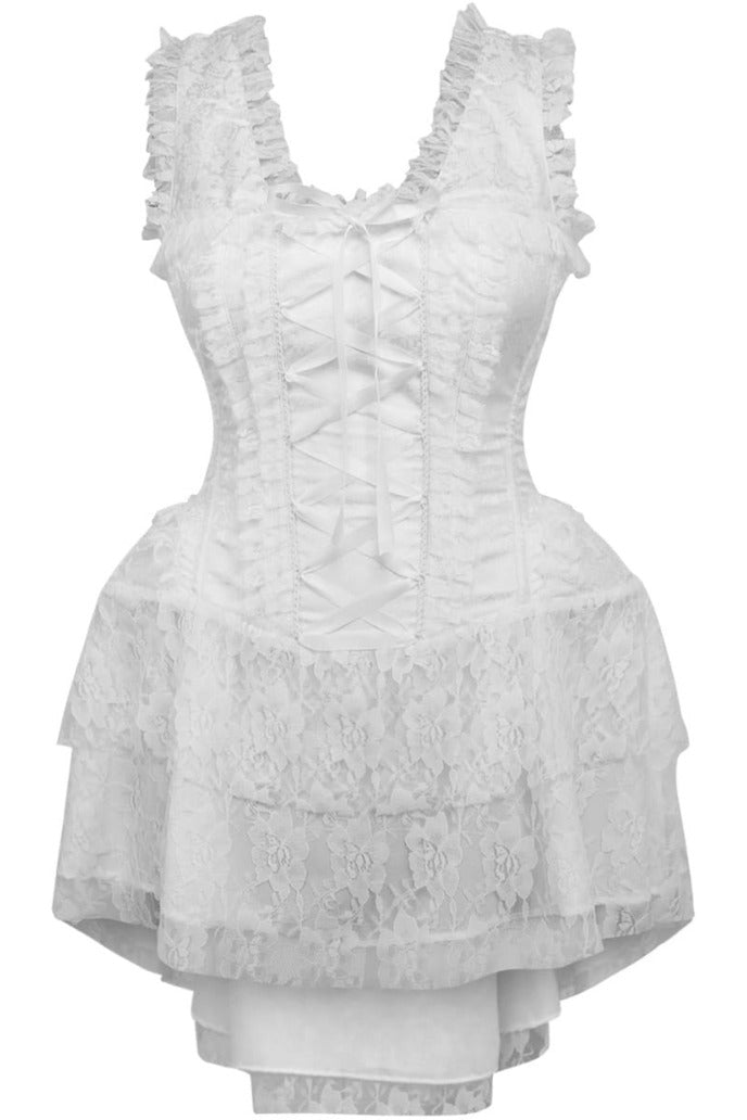 Top Drawer Steel Boned White Lace Victorian Corset Dress