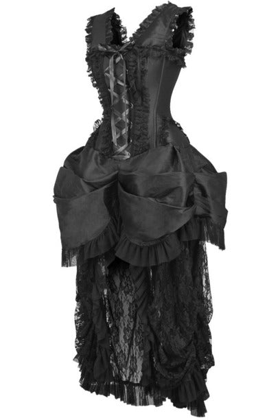 Top Drawer Steel Boned Black Lace Victorian Bustle Corset Dress