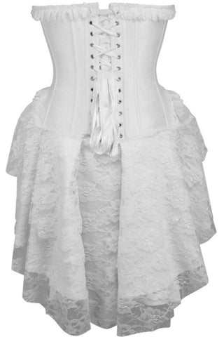 Top Drawer Steel Boned Strapless White Lace Victorian Corset Dress