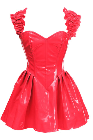 Red Patent PVC Vinyl Corset Dress