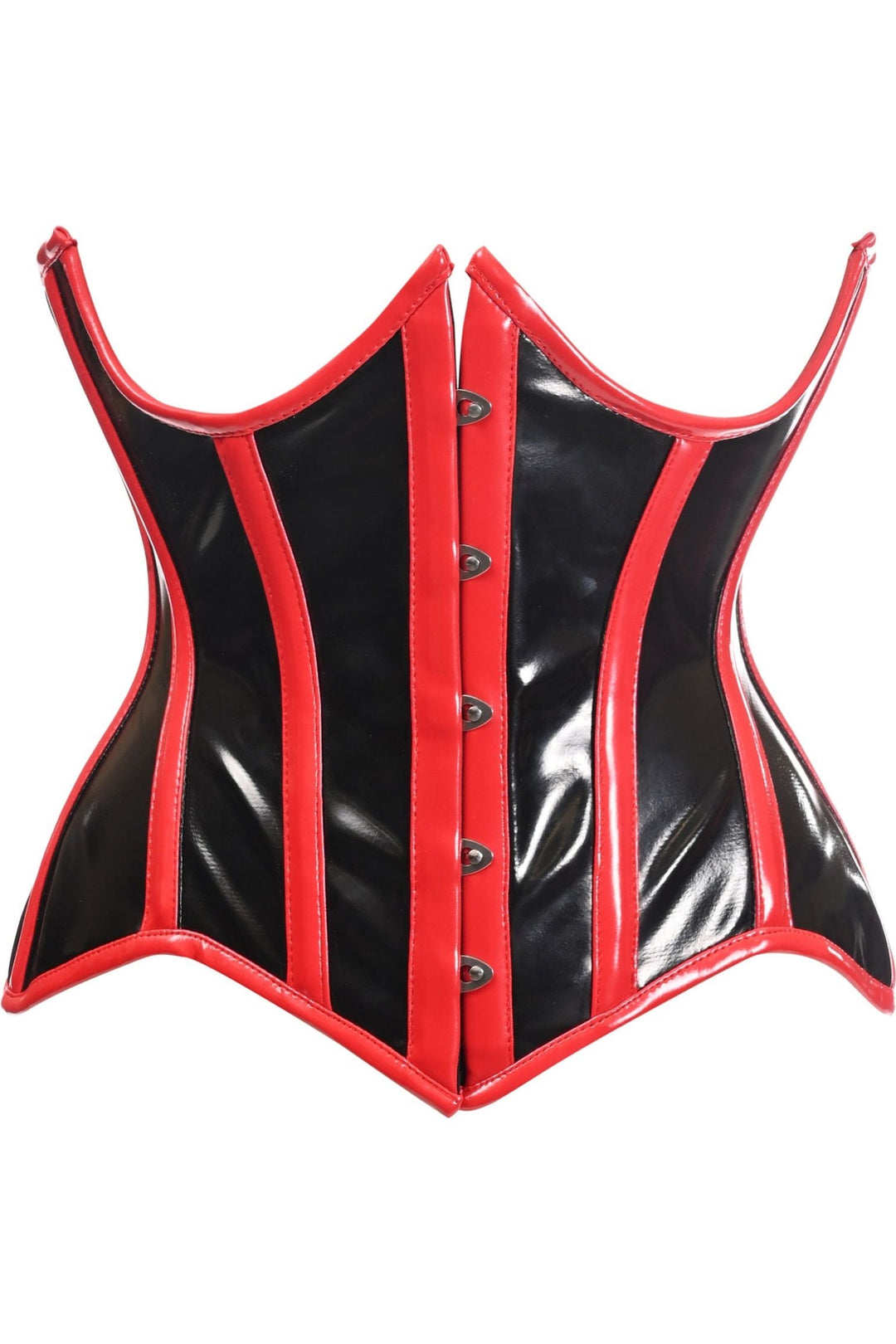 Top Drawer Black/Red Vinyl Patent PVC Underwire Curvy Cut Cincher Corset