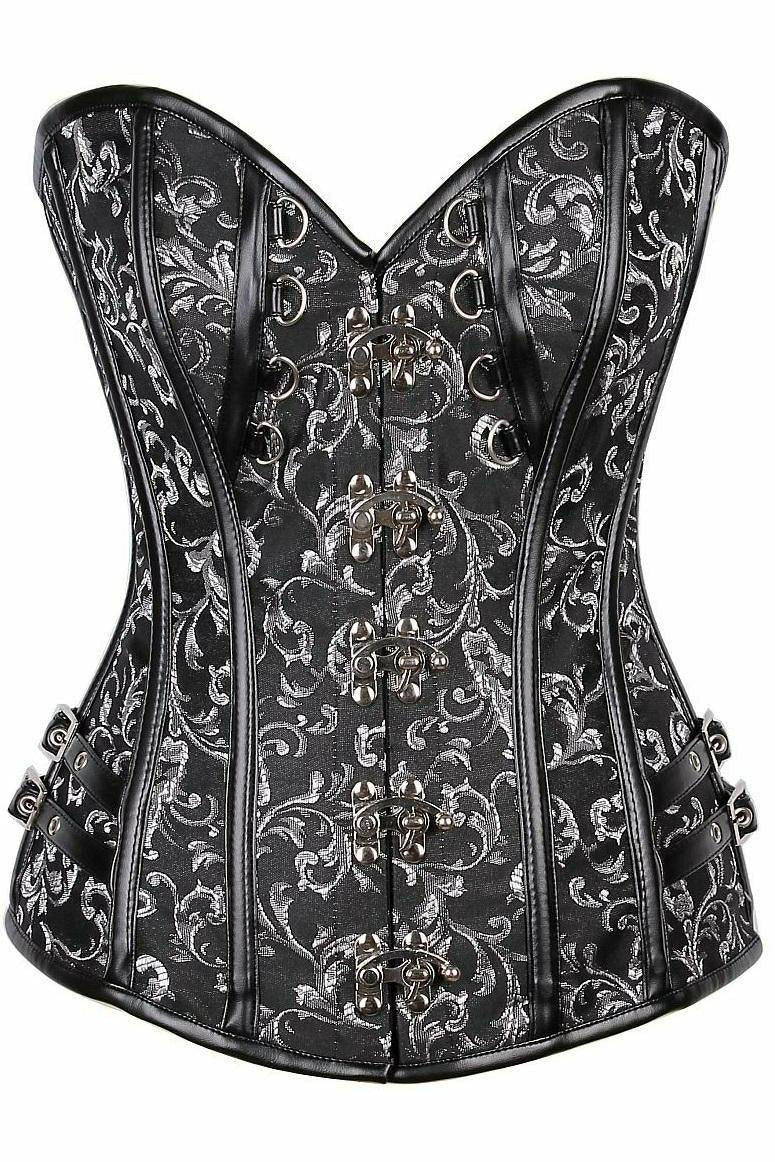 Top Drawer Brocade & Faux Leather Steel Boned Corset - Daisy Corsets