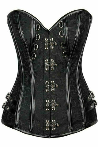 Top Drawer Brocade & Faux Leather Steel Boned Corset - Daisy Corsets