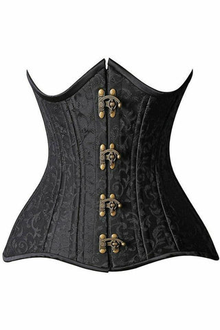 Top Drawer CURVY Brocade Double Steel Boned Under Bust Corset - Daisy Corsets