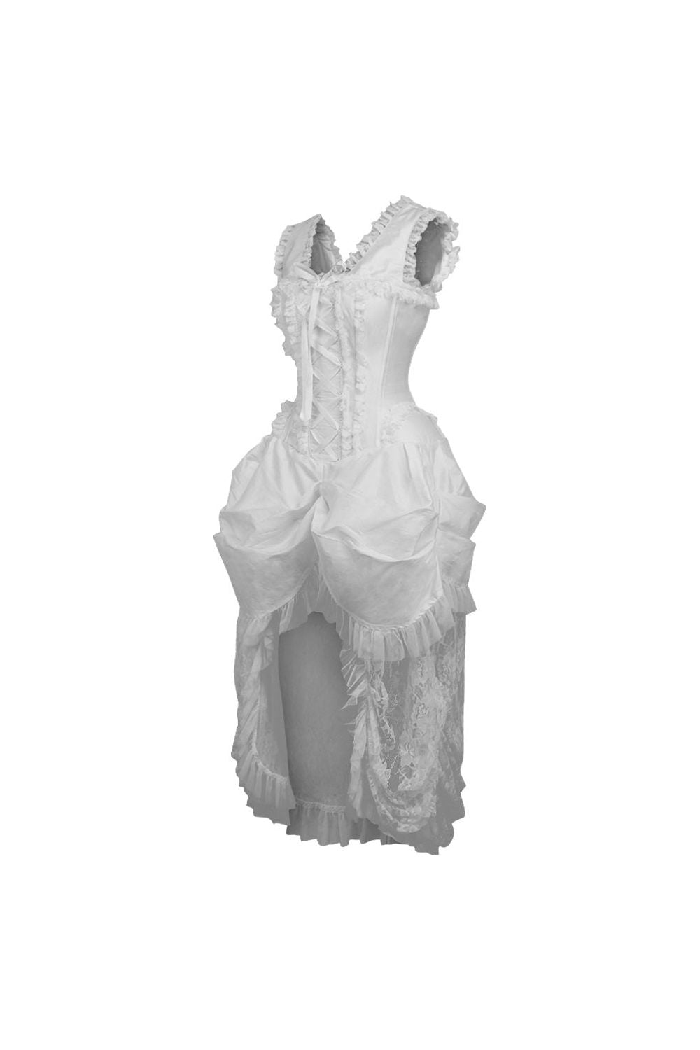 Top Drawer Steel Boned White Lace Victorian Bustle Corset Dress