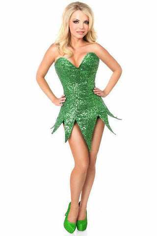 Top Drawer Green Sequin Steel Boned Corset Dress - Daisy Corsets