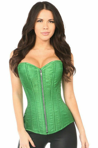 Top Drawer Emerald Green Brocade Steel Boned Corset - Daisy Corsets