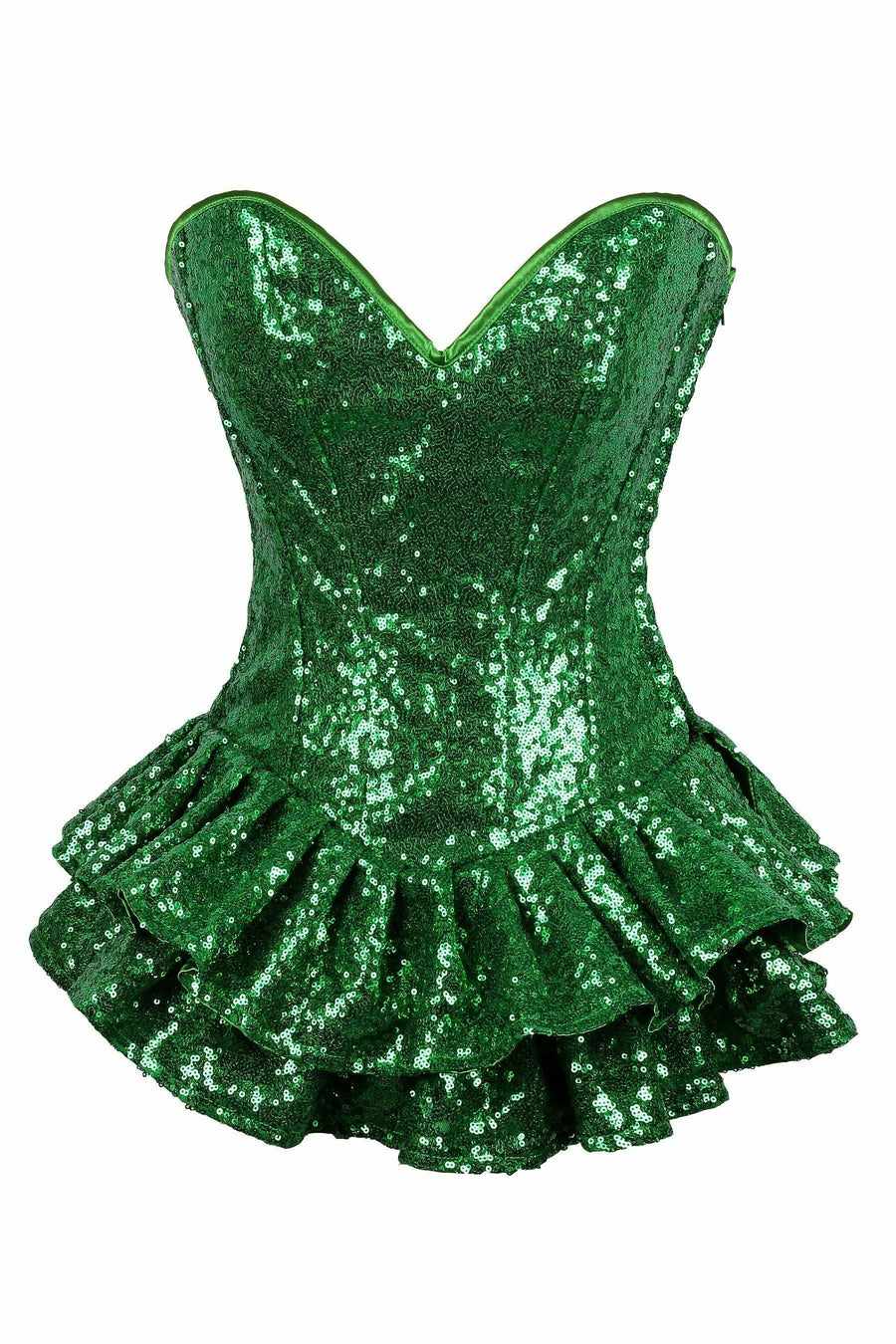 Top Drawer Green Sequin Steel Boned Mini Corset Dress - Daisy Corsets