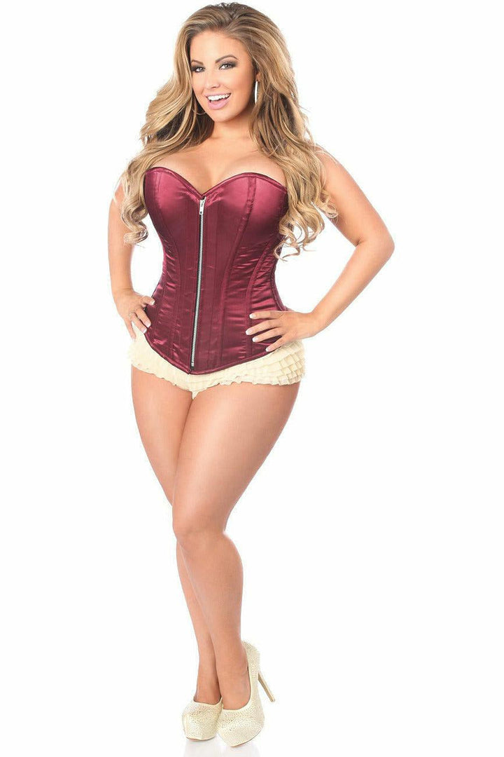 Top Drawer Bordeaux Satin Steel Boned Corset - Daisy Corsets